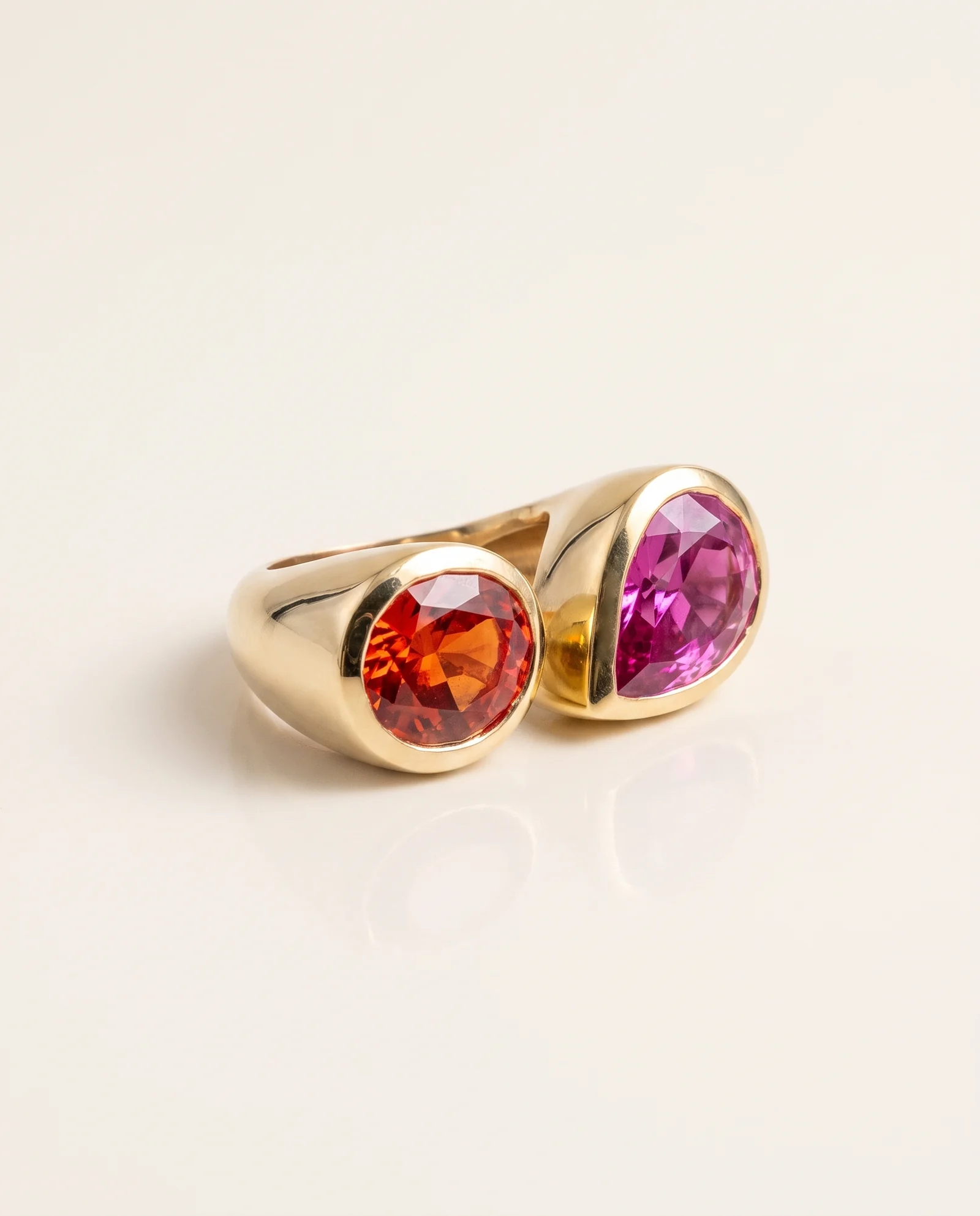 Duo Flamme & Fuchsia, toi & moi or jaune, pièce unique MILLE 618 N° 005