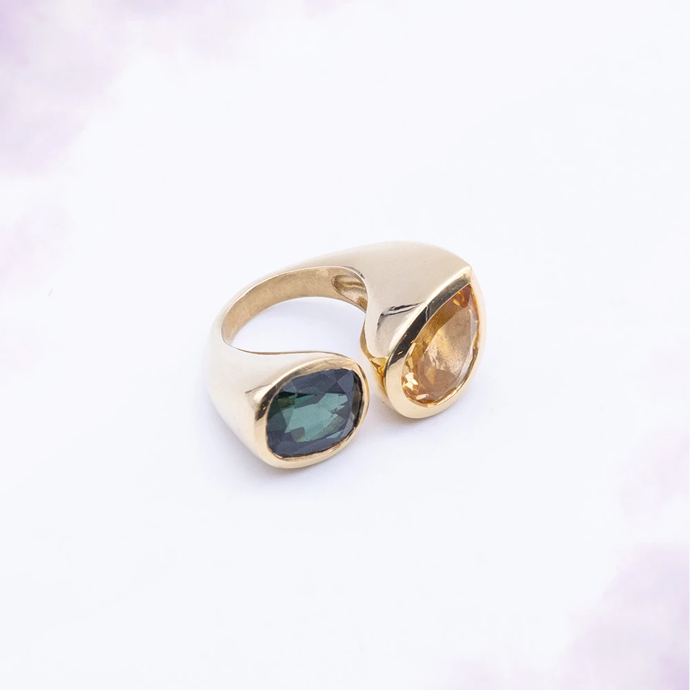 Duo Forêt & Miel, toi & moi or jaune, pièce unique MILLE 618 N° 011 — photo d'atelier d'origine