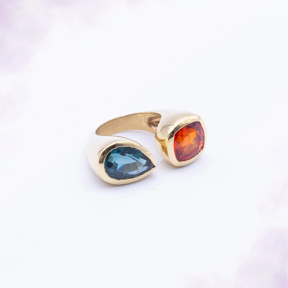 Duo Lagon & Braise, toi & moi or jaune, pièce unique MILLE 618 N° 007 — photo d'atelier d'origine