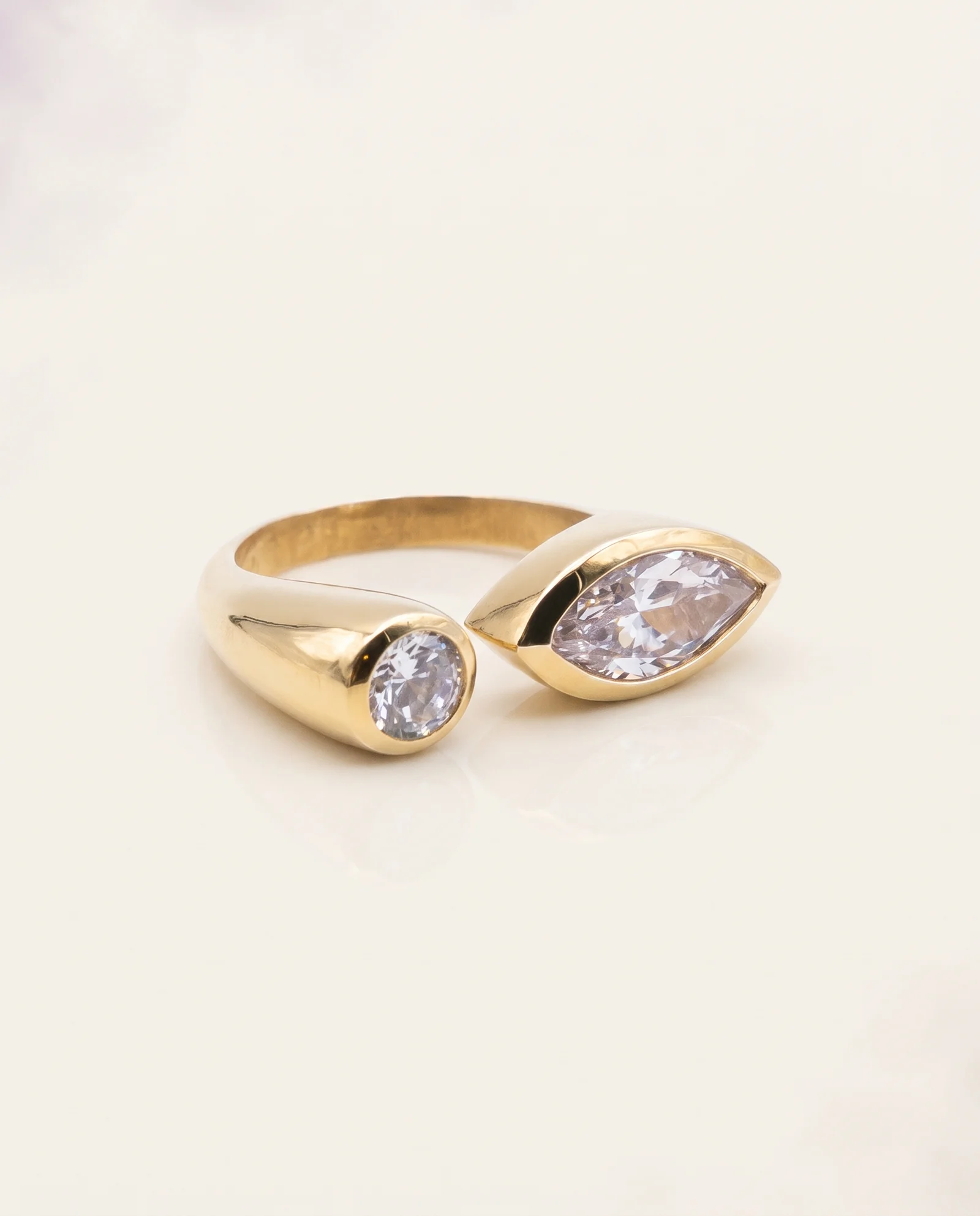 Duo Lune & Navette, toi & moi or jaune, pièce unique MILLE 618 N° 014