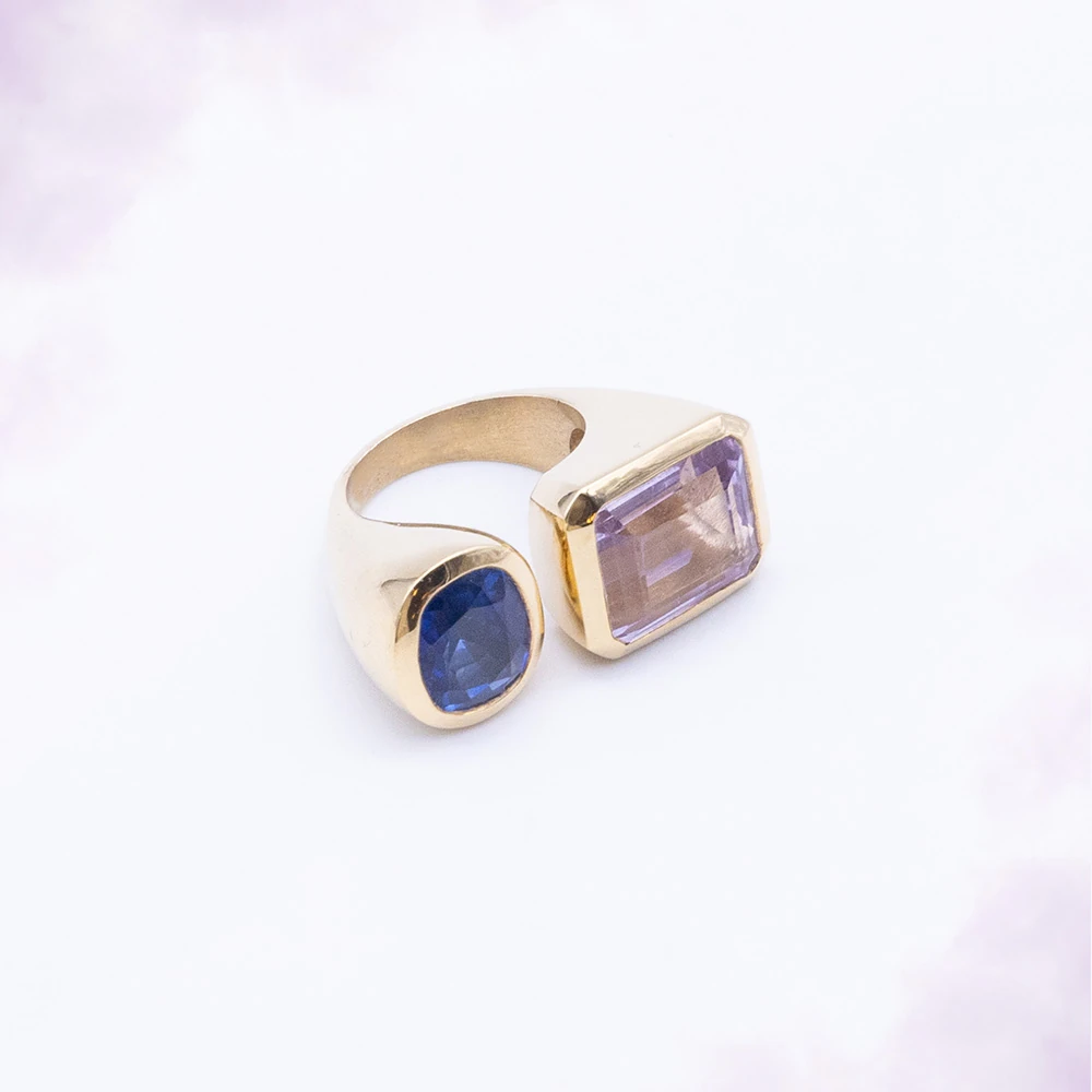 Duo Nuit & Rosée, toi & moi or jaune, pièce unique MILLE 618 N° 013 — photo d'atelier d'origine