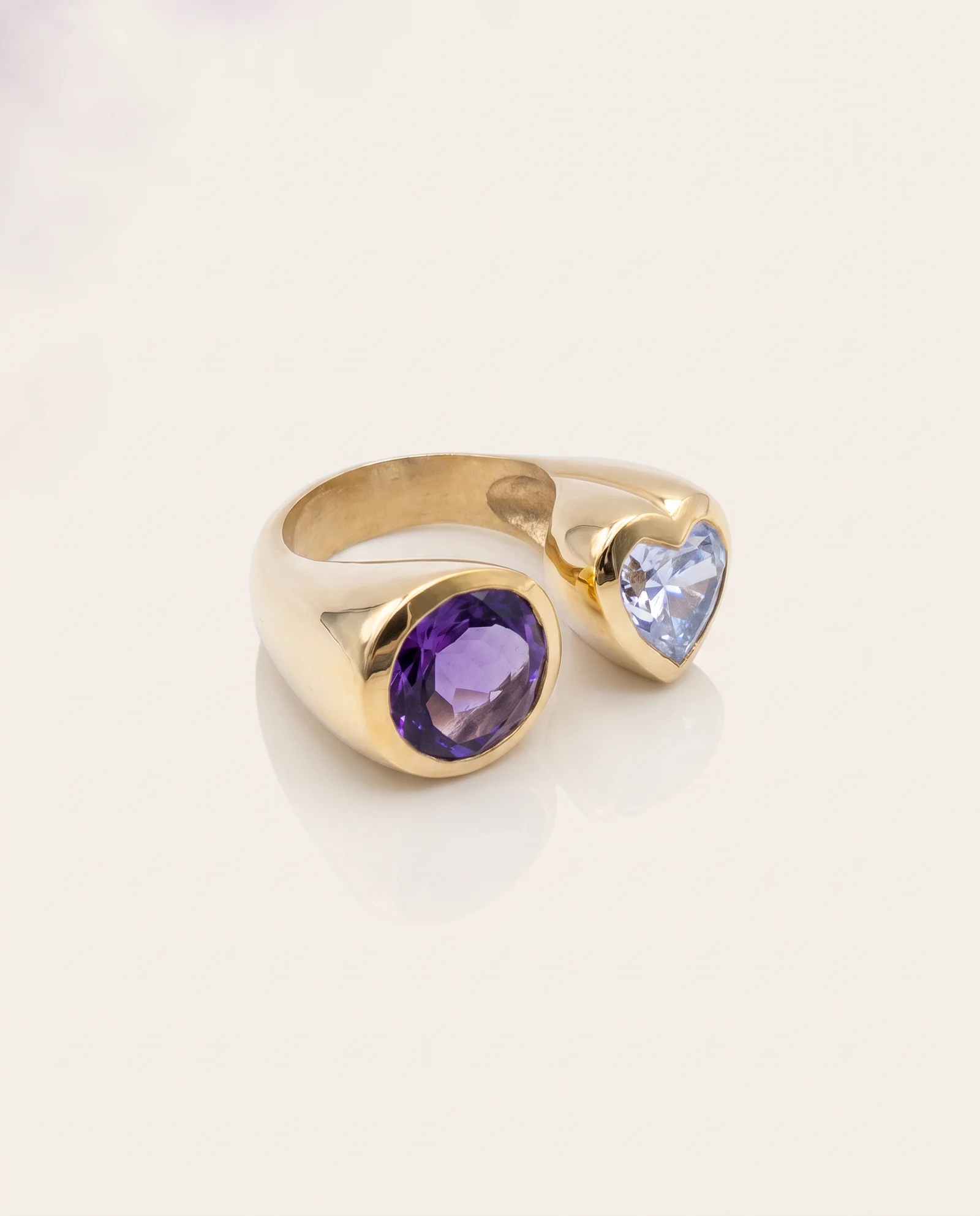 Duo Violet & Givre, toi & moi or jaune, pièce unique MILLE 618 N° 006