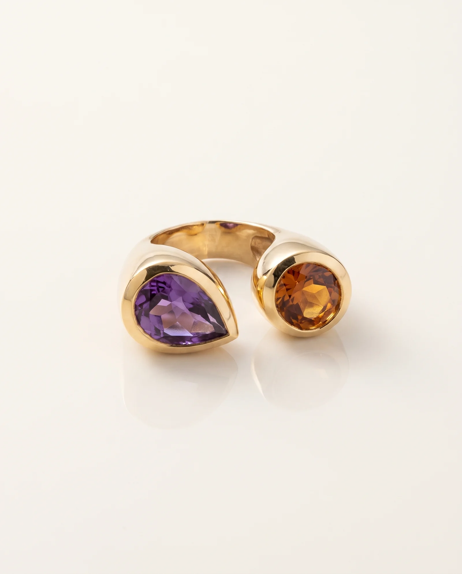 Duo Violet & Miel, toi & moi or jaune, pièce unique MILLE 618 N° 008